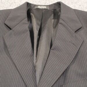 Alfani Mens 100% Wool Pinstripe 3 Button Suit Blazer Jacket Black 42 L F708